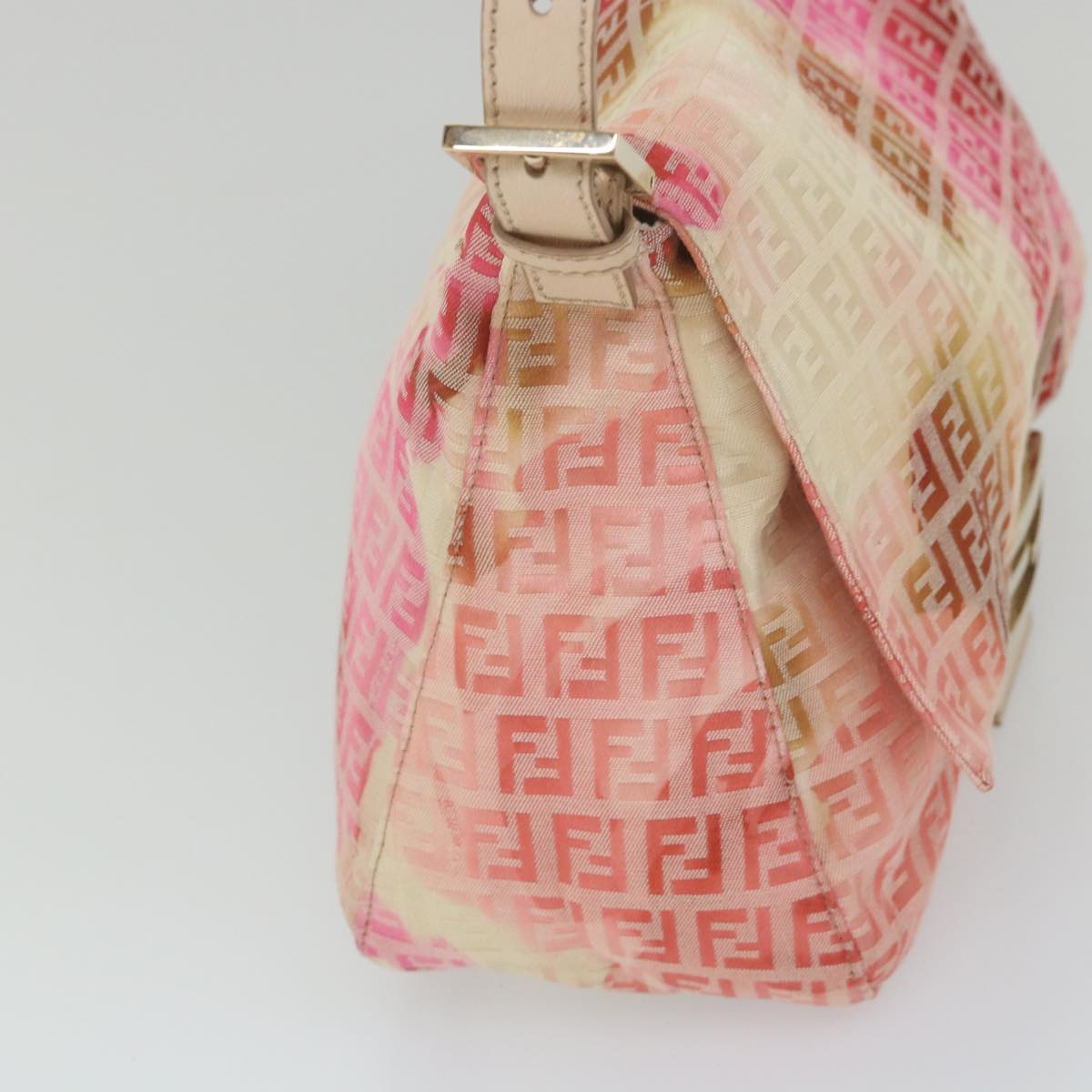 FENDI Zucchino Canvas Mamma Baguette Shoulder Bag Pink 58332