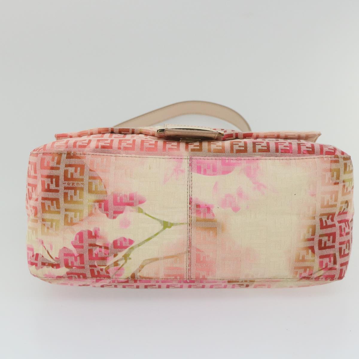 FENDI Zucchino Canvas Mamma Baguette Shoulder Bag Pink 58332