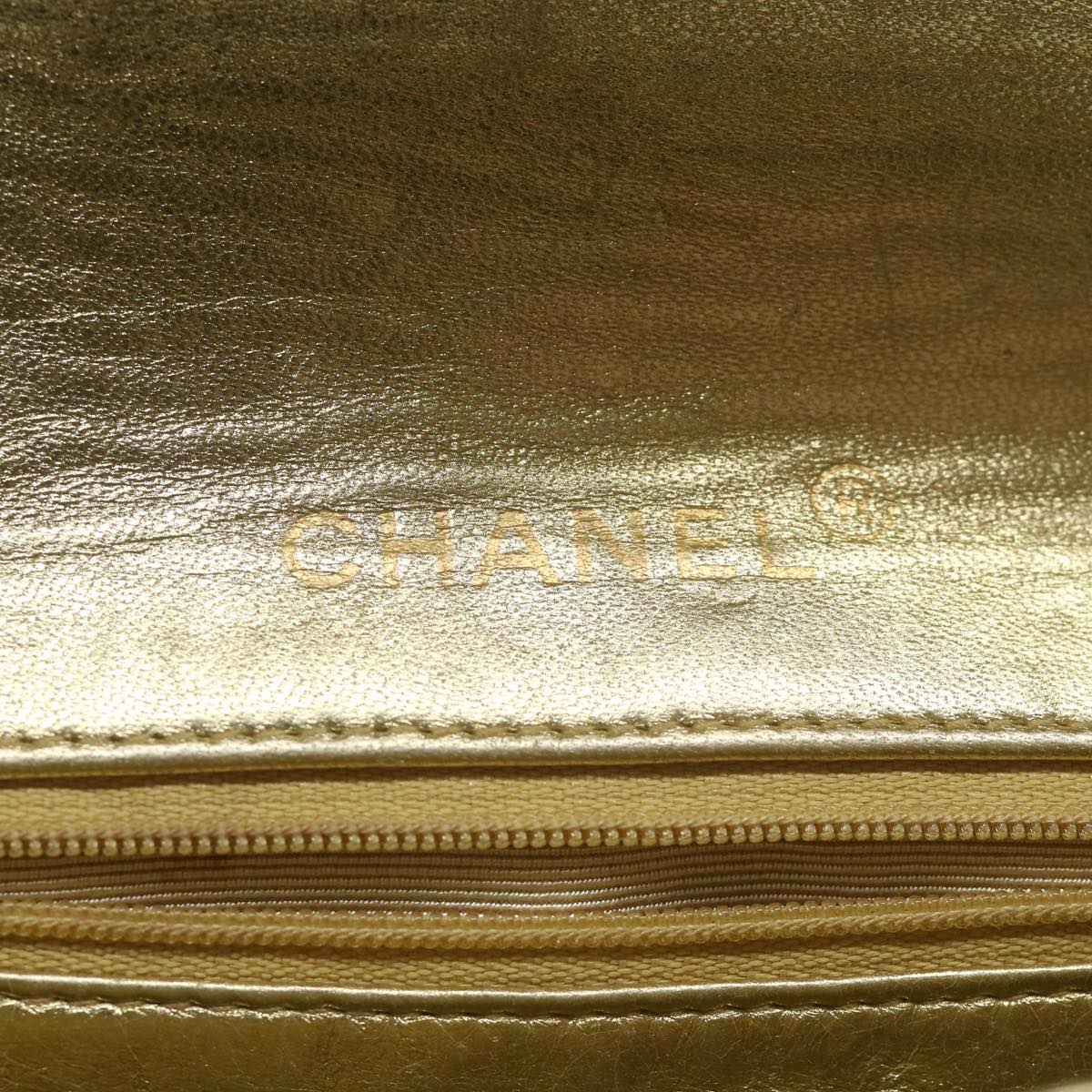 CHANEL Matelasse Chain Shoulder Bag Lamb Skin Gold CC 58346A