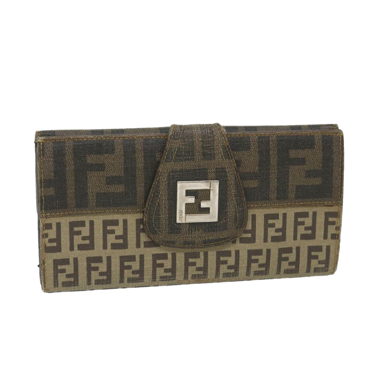 FENDI Zucchino Canvas Long Wallet Brown 58419