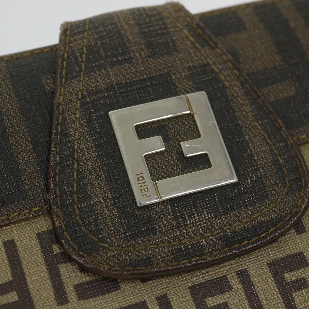 FENDI Zucchino Canvas Long Wallet Brown 58419