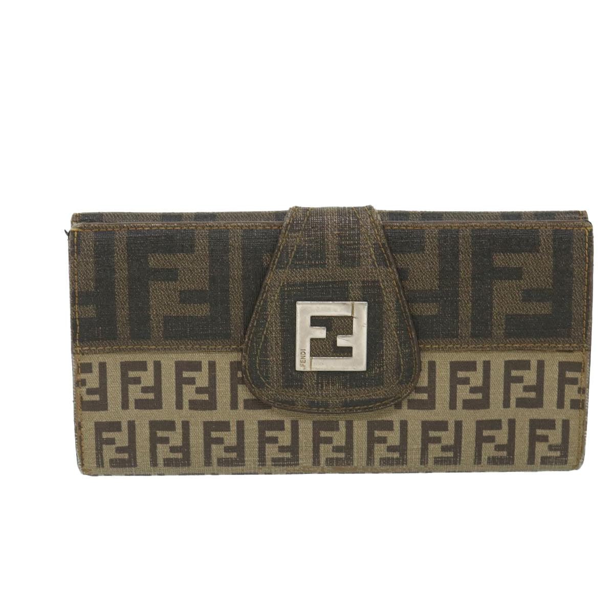 FENDI Zucchino Canvas Long Wallet Brown 58419