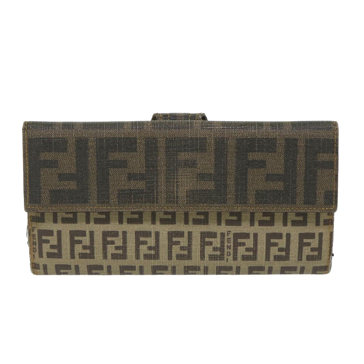 FENDI Zucchino Canvas Long Wallet Brown 58419