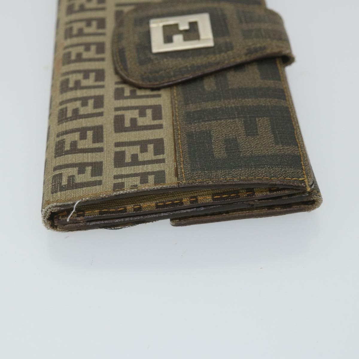 FENDI Zucchino Canvas Long Wallet Brown 58419