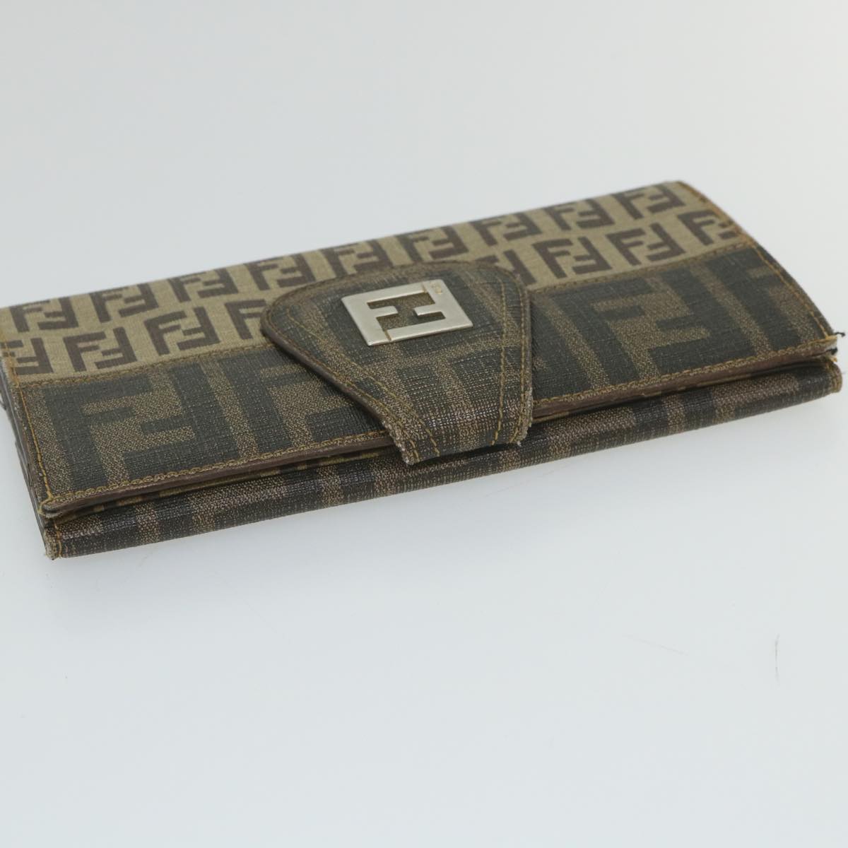 FENDI Zucchino Canvas Long Wallet Brown 58419