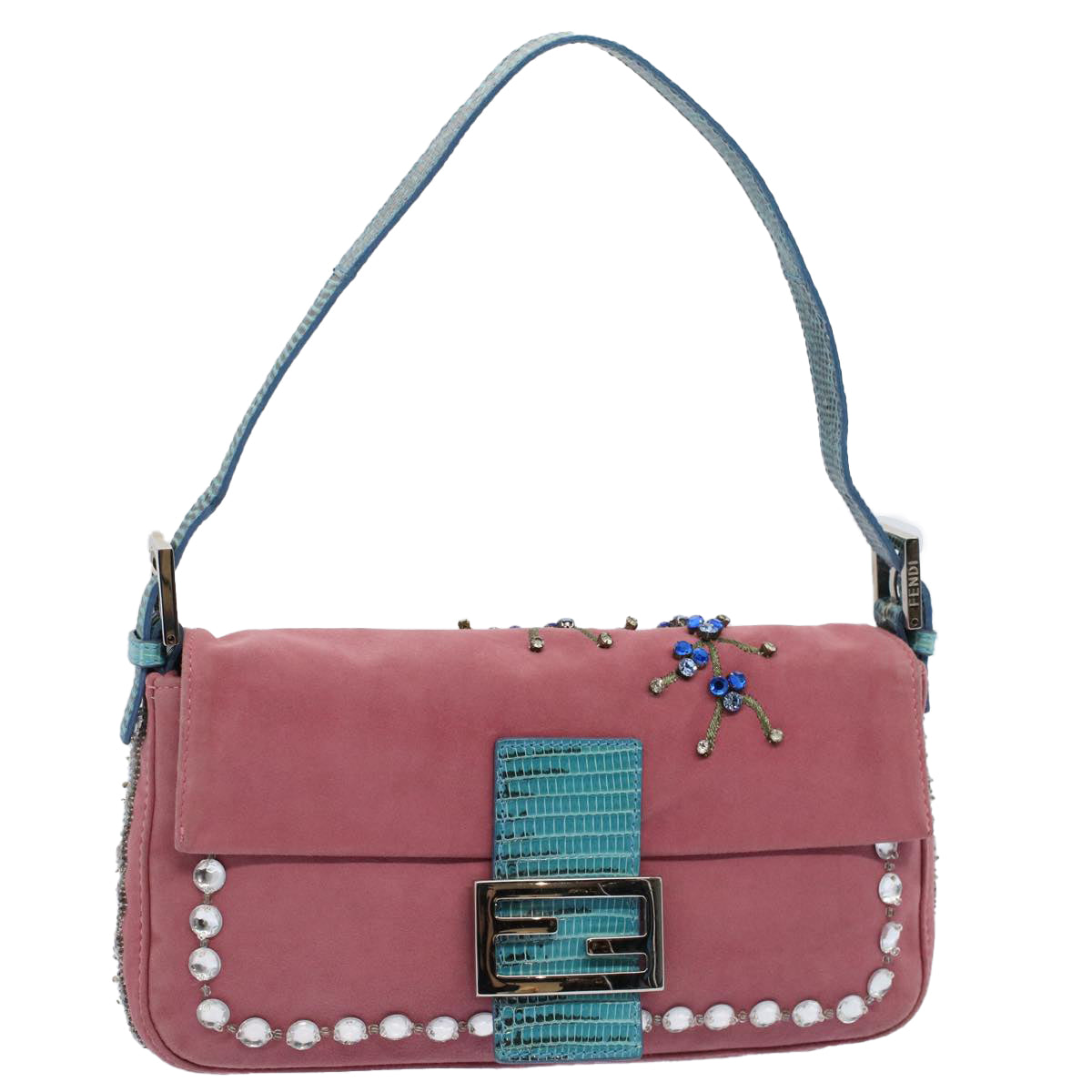 FENDI Mamma Baguette Shoulder Bag Suede Pink 2454 26424 099 58420A