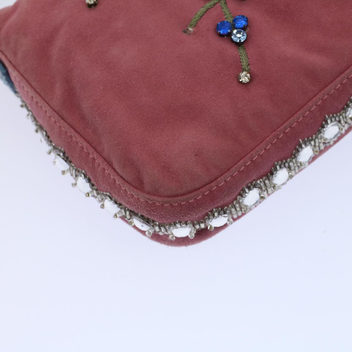 FENDI Mamma Baguette Shoulder Bag Suede Pink 2454 26424 099 58420A