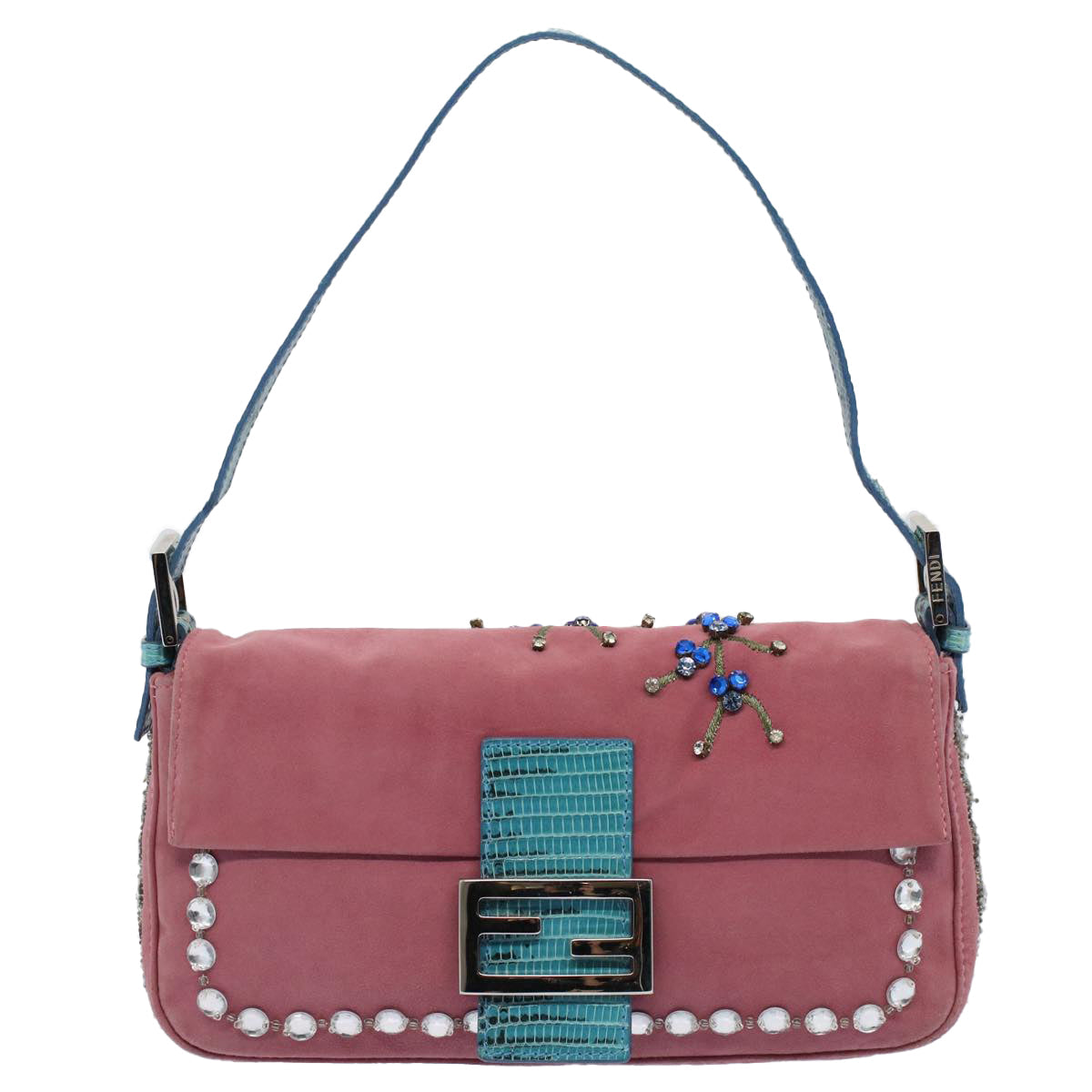 FENDI Mamma Baguette Shoulder Bag Suede Pink 2454 26424 099 58420A