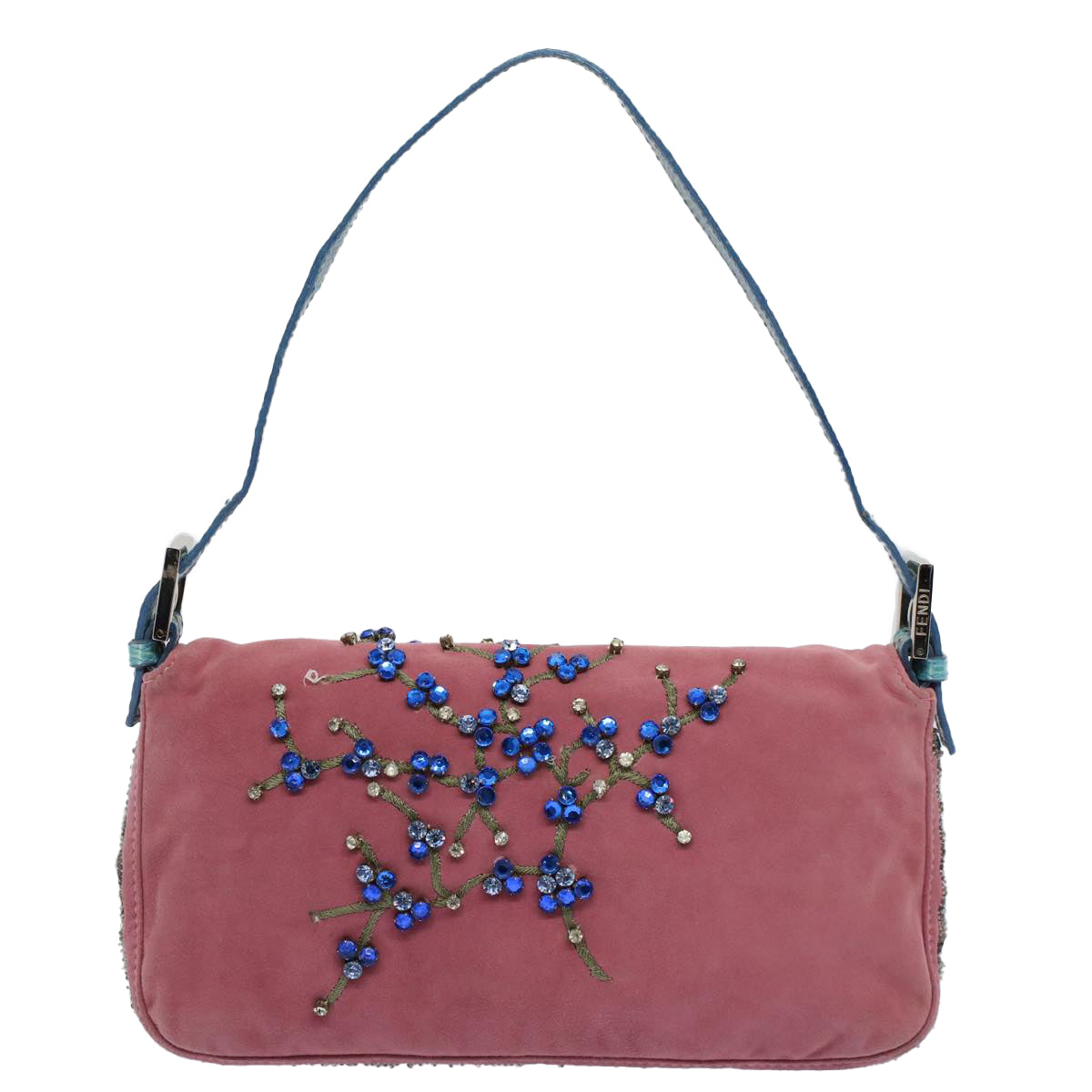 FENDI Mamma Baguette Shoulder Bag Suede Pink 2454 26424 099 58420A