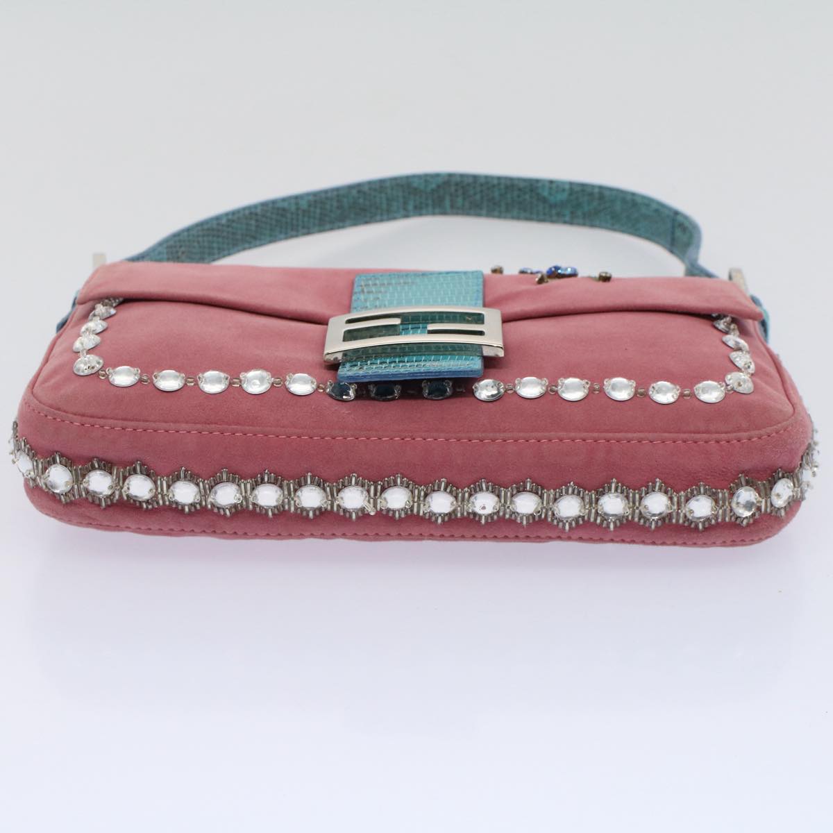 FENDI Mamma Baguette Shoulder Bag Suede Pink 2454 26424 099 58420A