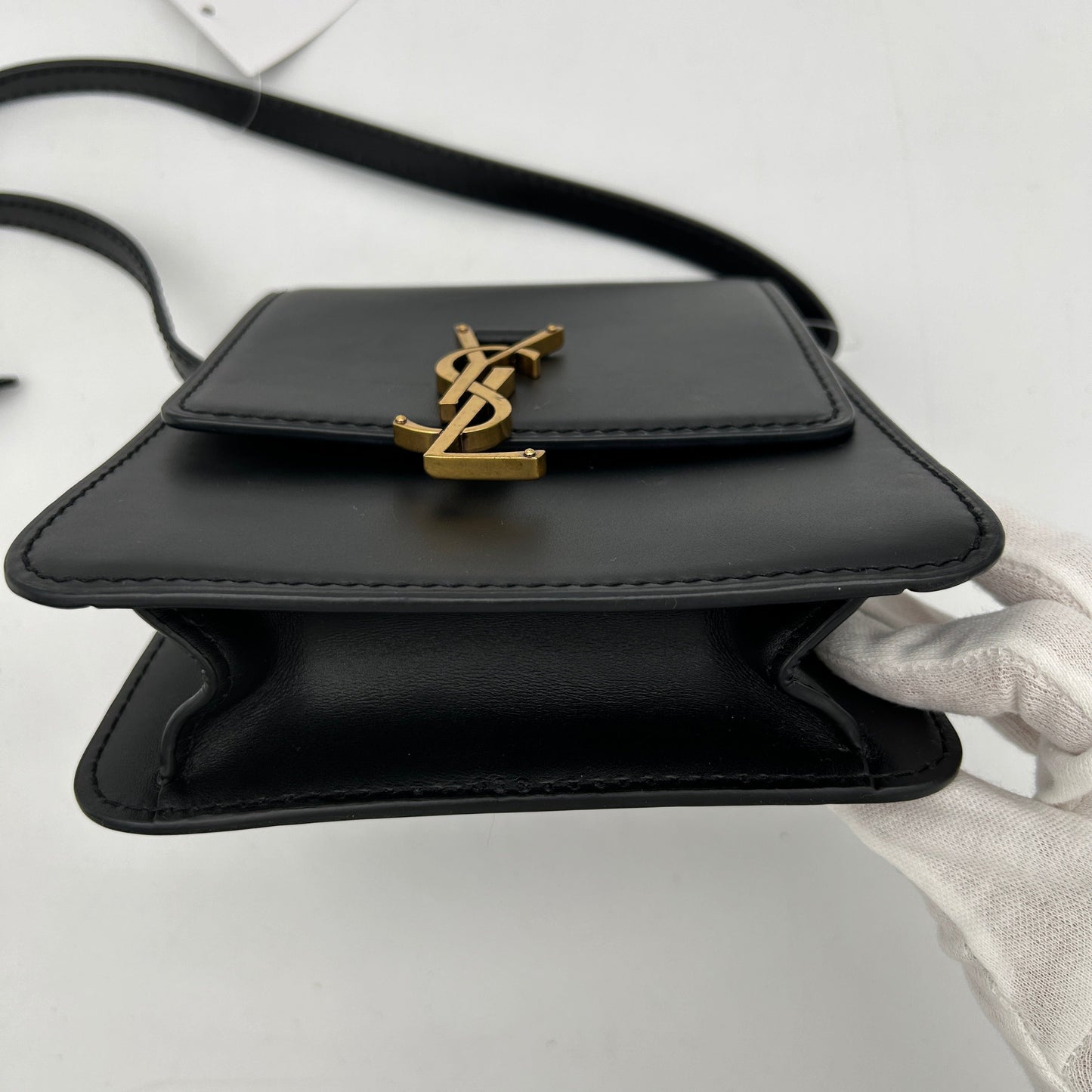 Saint Laurent Black Smooth Calfskin North South Kaia Satchel