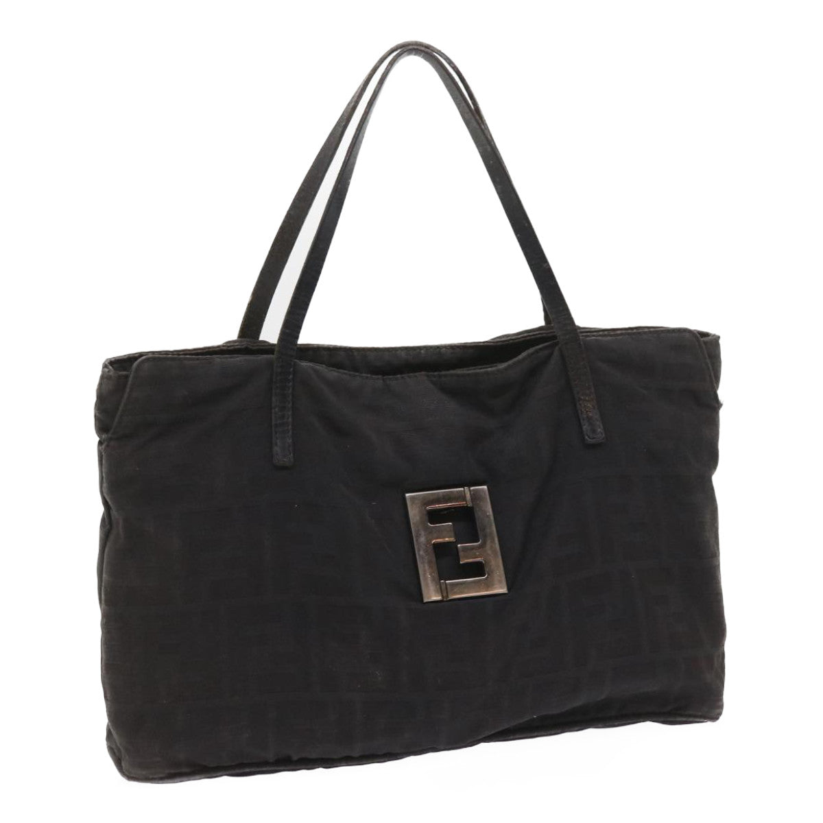 FENDI Zucca Canvas Hand Bag Black 58526