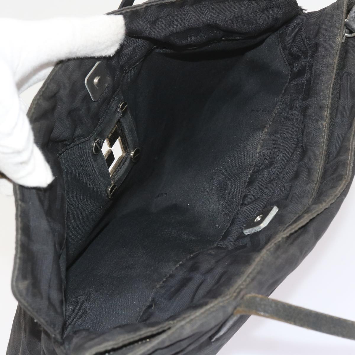 FENDI Zucca Canvas Hand Bag Black 58526