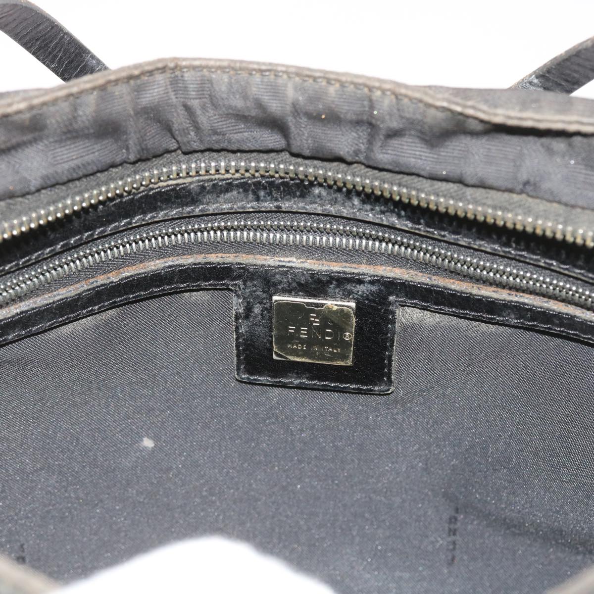 FENDI Zucca Canvas Hand Bag Black 58526