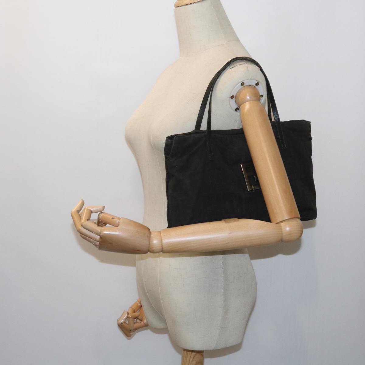 FENDI Zucca Canvas Hand Bag Black 58526