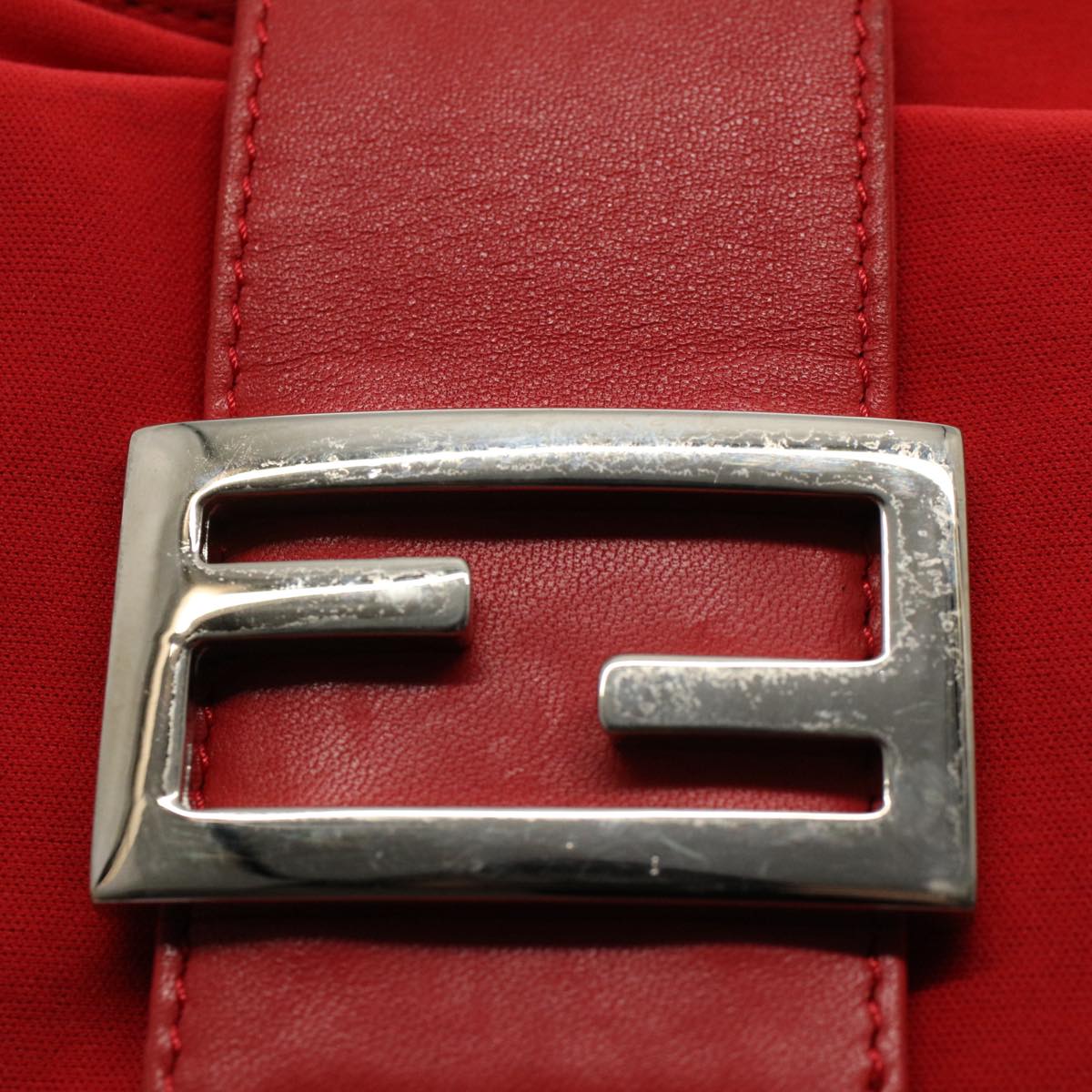 FENDI Mamma Baguette Shoulder Bag Nylon Red 58610