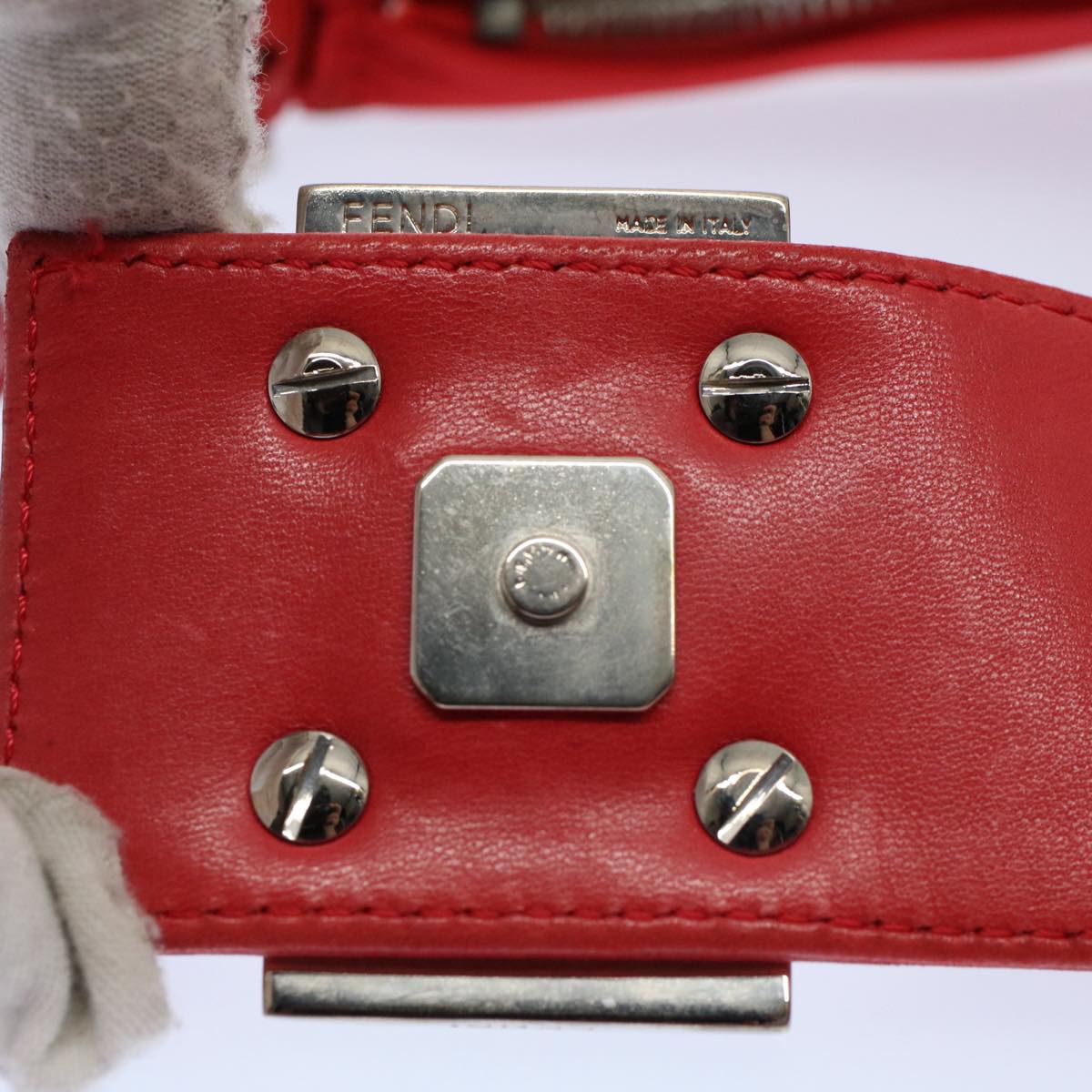 FENDI Mamma Baguette Shoulder Bag Nylon Red 58610