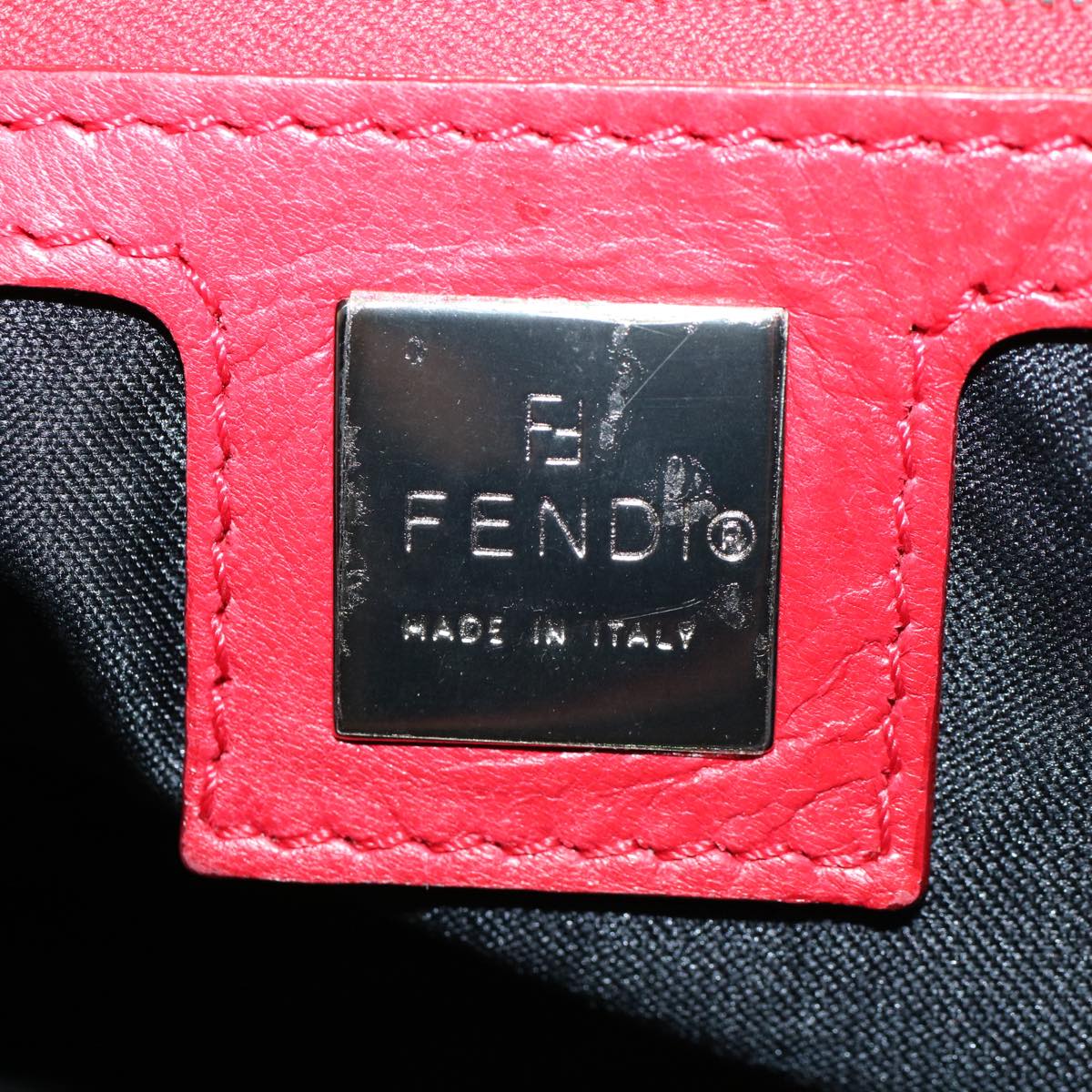 FENDI Mamma Baguette Shoulder Bag Nylon Red 58610