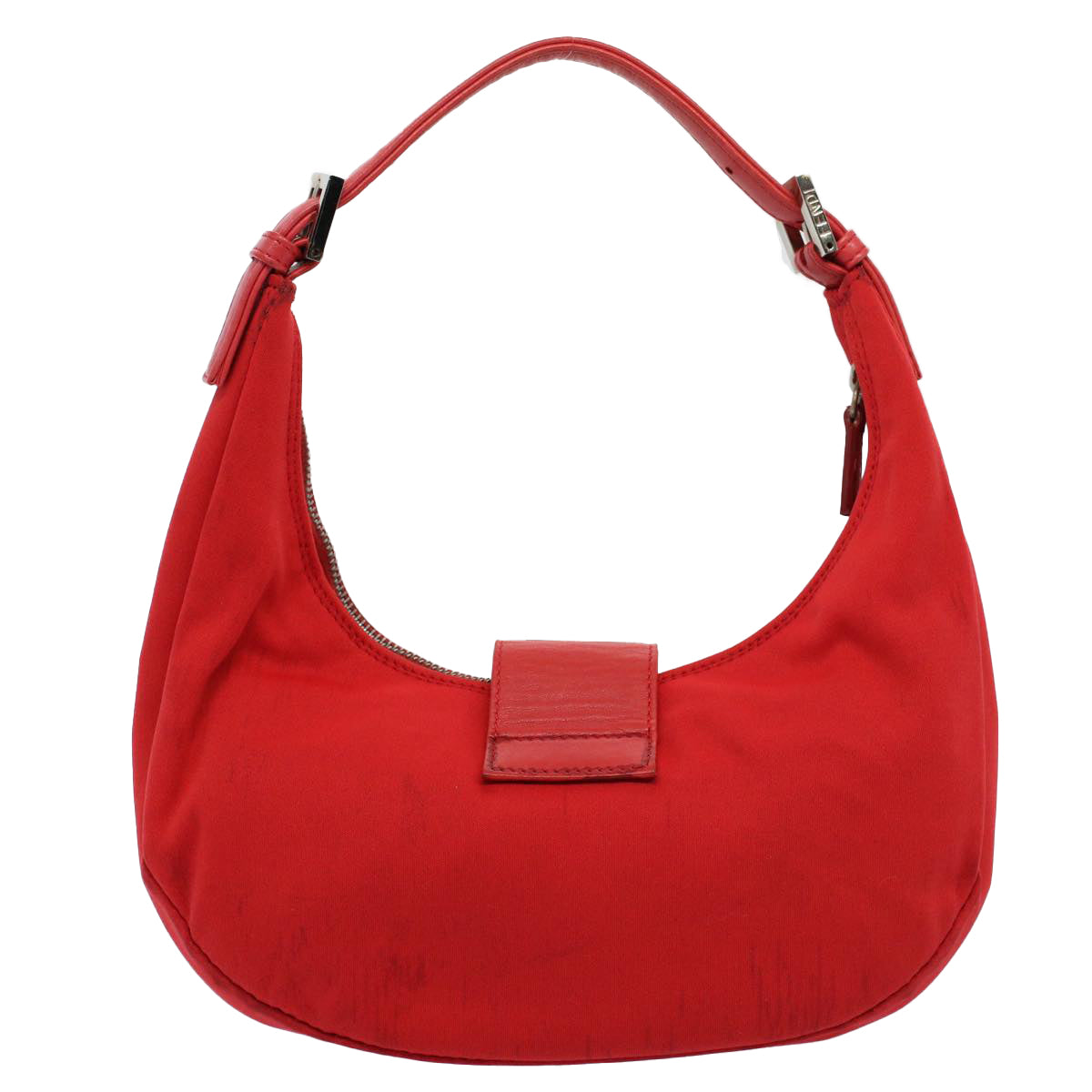 FENDI Mamma Baguette Shoulder Bag Nylon Red 58610