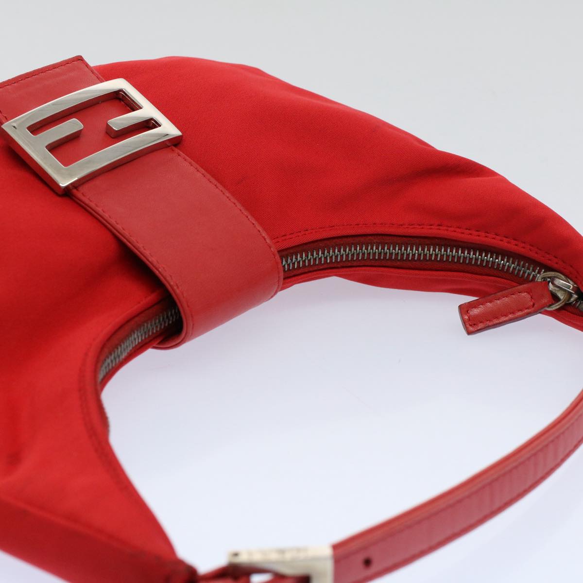 FENDI Mamma Baguette Shoulder Bag Nylon Red 58610