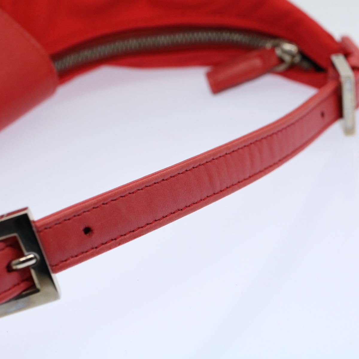 FENDI Mamma Baguette Shoulder Bag Nylon Red 58610