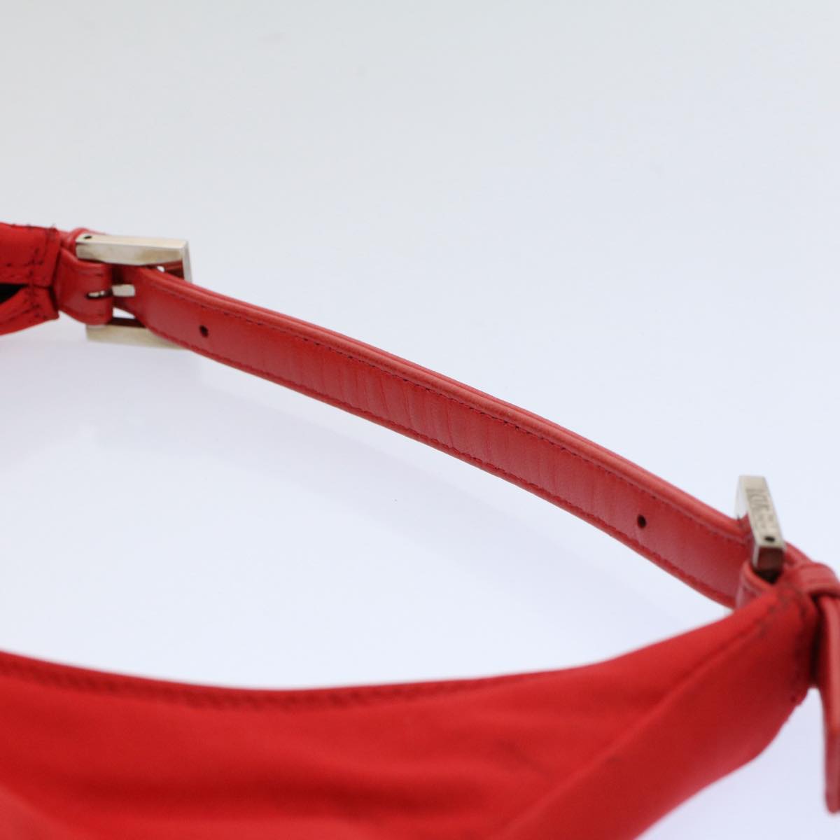 FENDI Mamma Baguette Shoulder Bag Nylon Red 58610