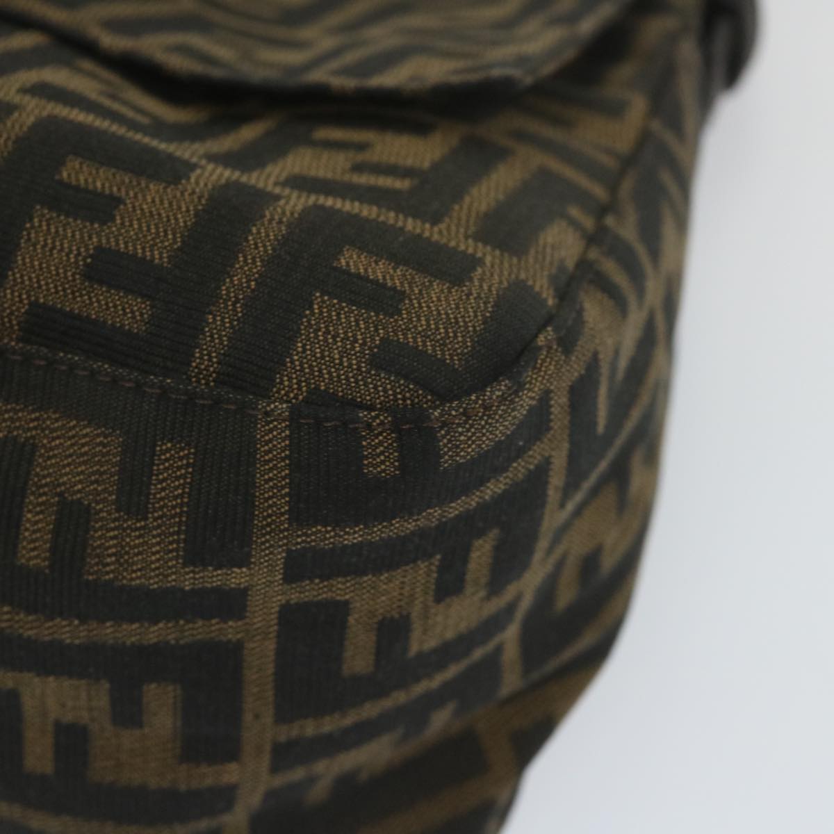 FENDI Zucca Canvas Mamma Baguette Shoulder Bag Nylon Brown 58625