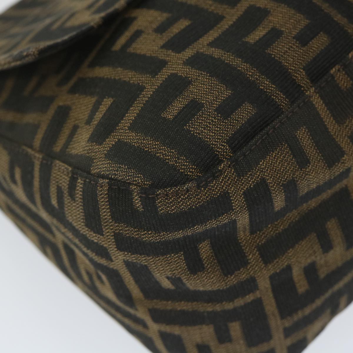FENDI Zucca Canvas Mamma Baguette Shoulder Bag Nylon Brown 58625