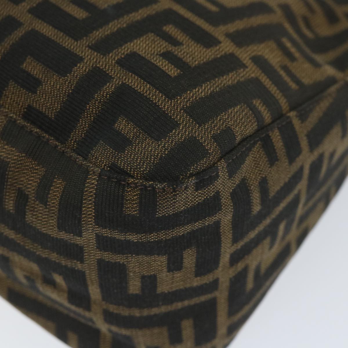 FENDI Zucca Canvas Mamma Baguette Shoulder Bag Nylon Brown 58625