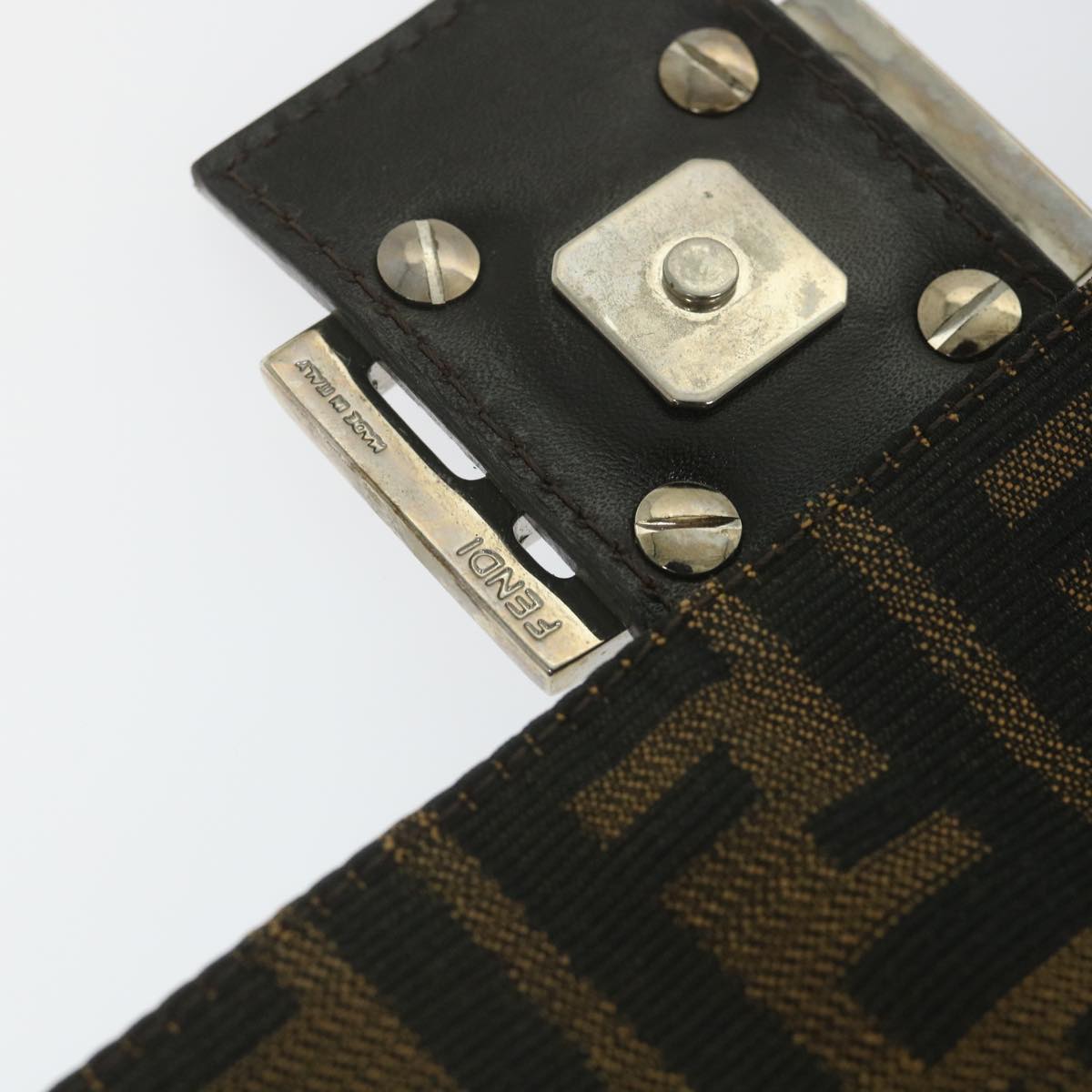 FENDI Zucca Canvas Mamma Baguette Shoulder Bag Nylon Brown 58625