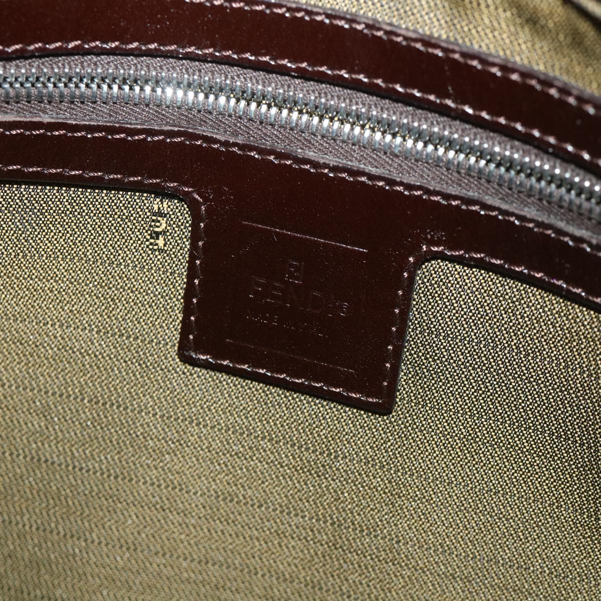 FENDI Zucca Canvas Mamma Baguette Shoulder Bag Nylon Brown 58625