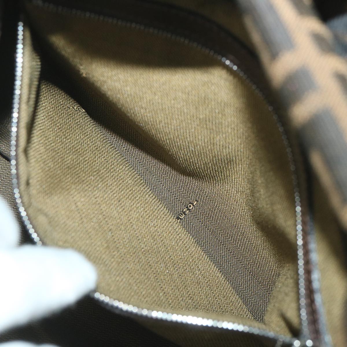 FENDI Zucca Canvas Mamma Baguette Shoulder Bag Nylon Brown 58625