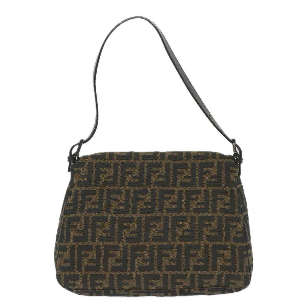 FENDI Zucca Canvas Mamma Baguette Shoulder Bag Nylon Brown 58625