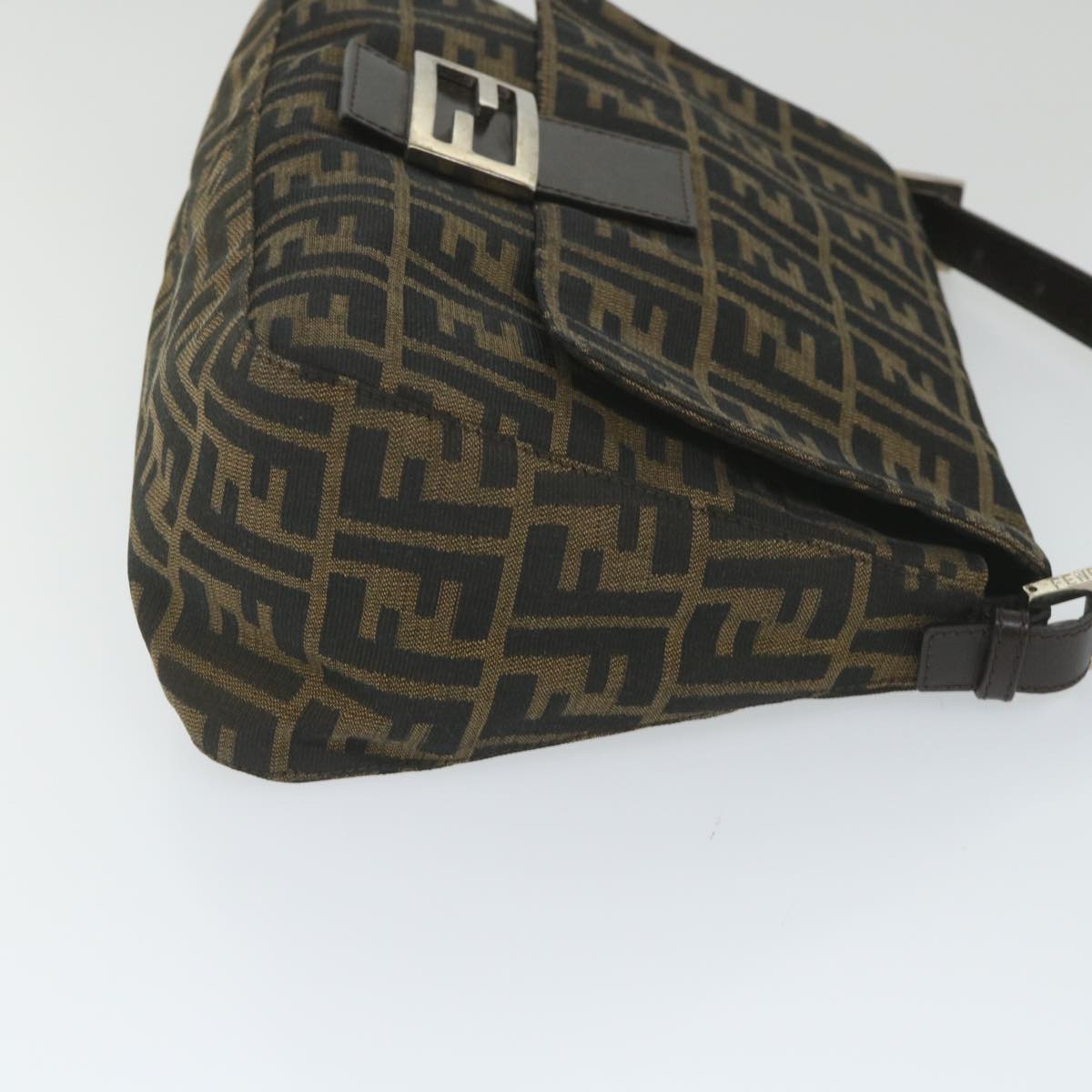 FENDI Zucca Canvas Mamma Baguette Shoulder Bag Nylon Brown 58625