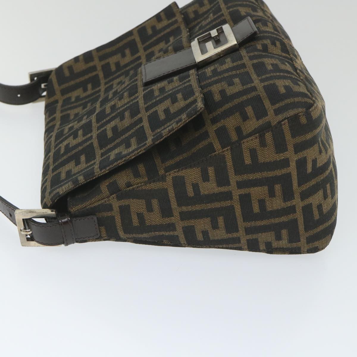 FENDI Zucca Canvas Mamma Baguette Shoulder Bag Nylon Brown 58625
