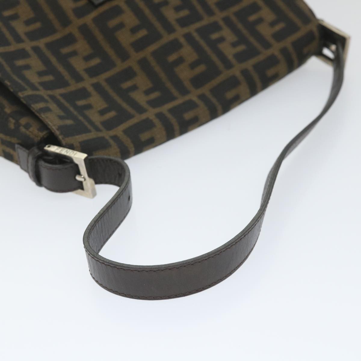 FENDI Zucca Canvas Mamma Baguette Shoulder Bag Nylon Brown 58625