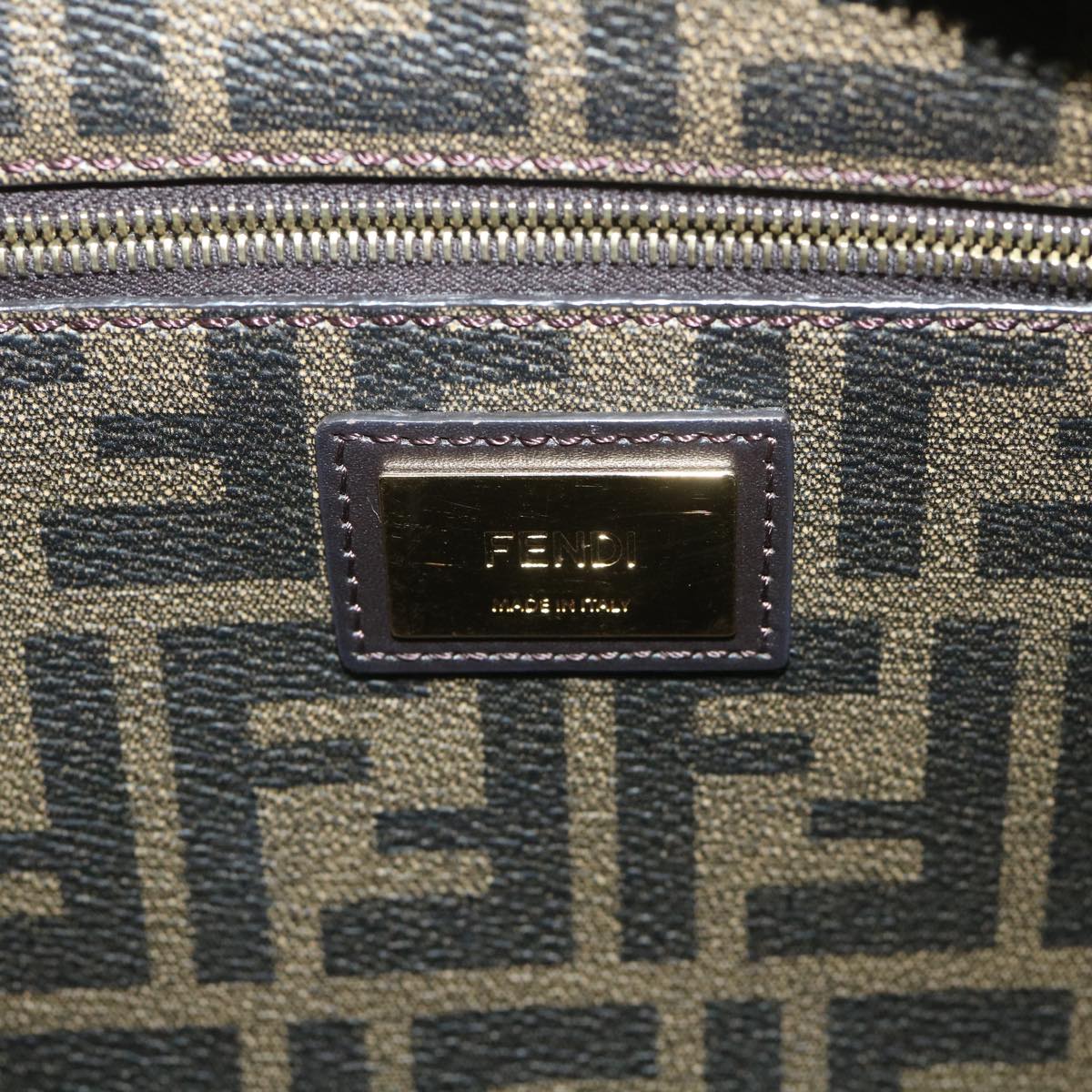 FENDI Zucca Canvas Tote Bag PVC Leather Brown Multicolor 58632