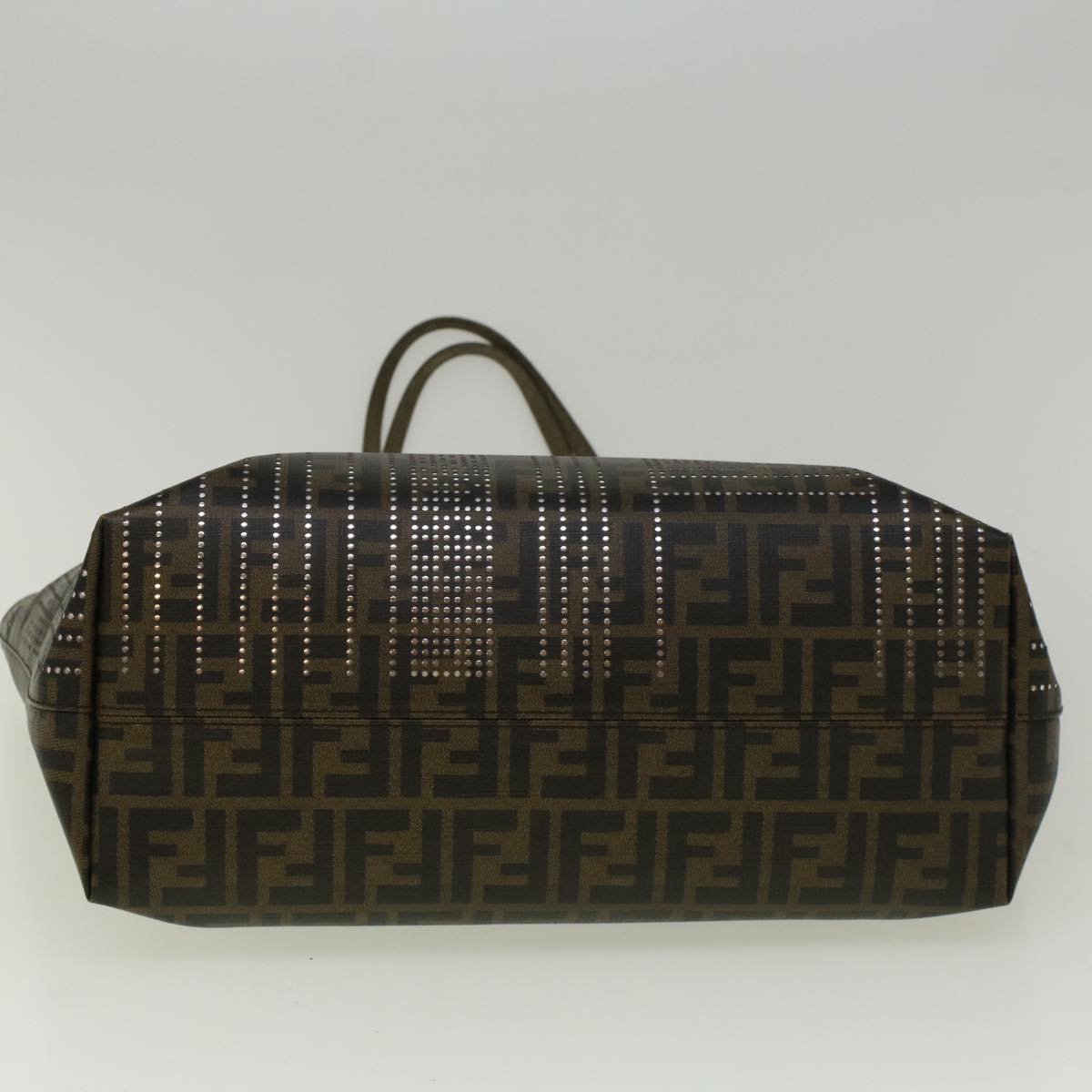 FENDI Zucca Canvas New York Tote Bag PVC Leather Brown Silver 58639