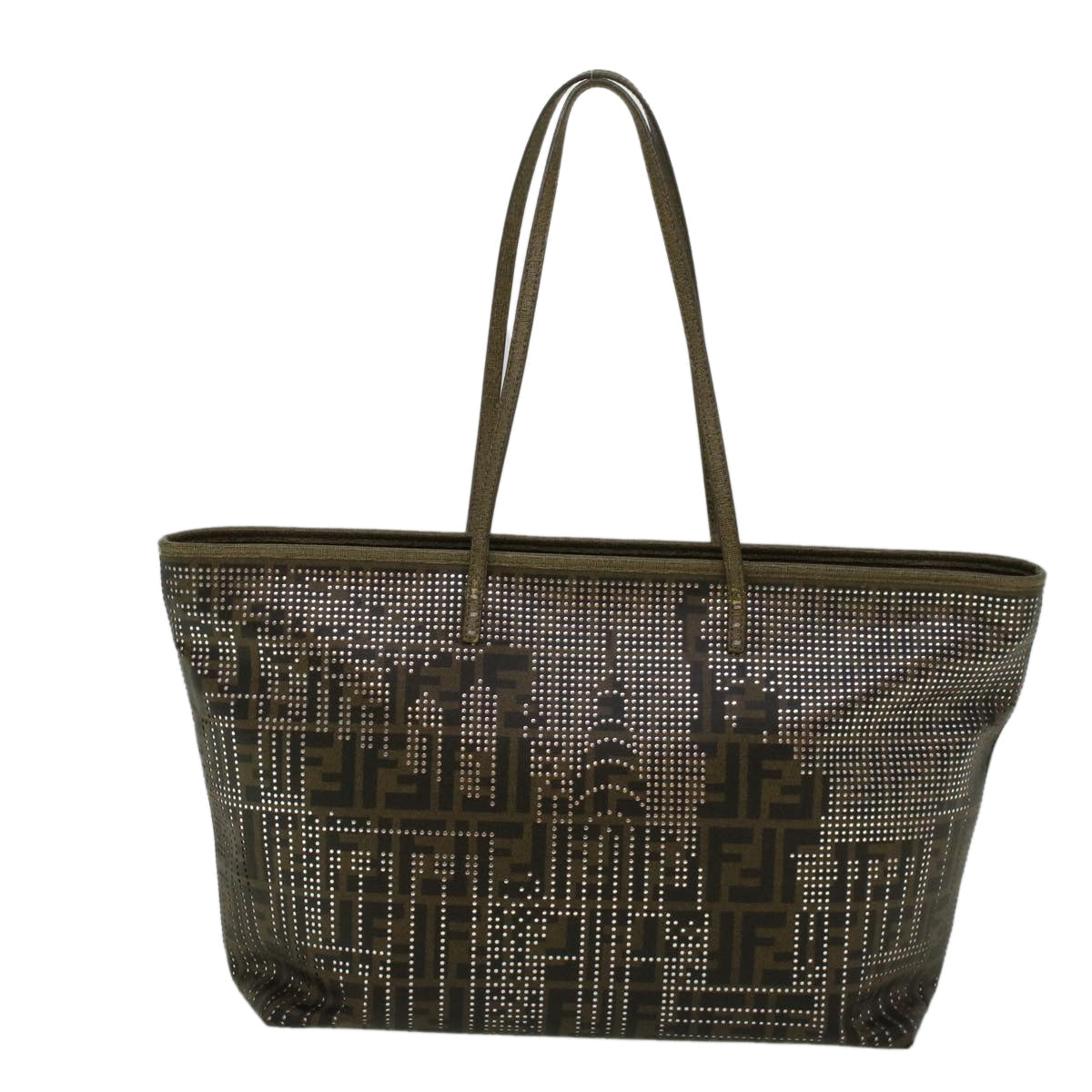 FENDI Zucca Canvas New York Tote Bag PVC Leather Brown Silver 58639