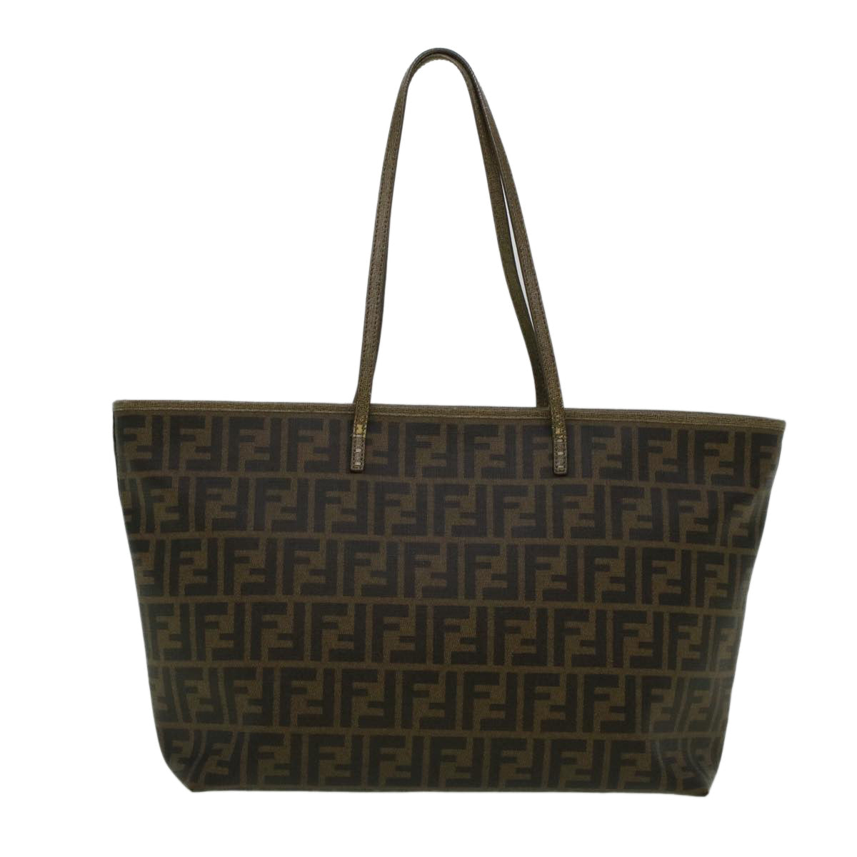 FENDI Zucca Canvas New York Tote Bag PVC Leather Brown Silver 58639