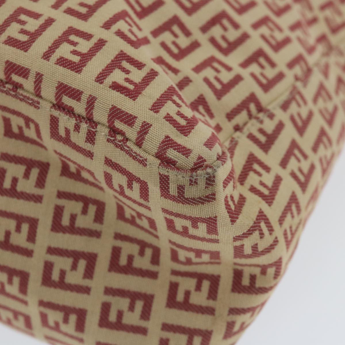 FENDI Zucchino Canvas Tote Bag Red Beige 58644