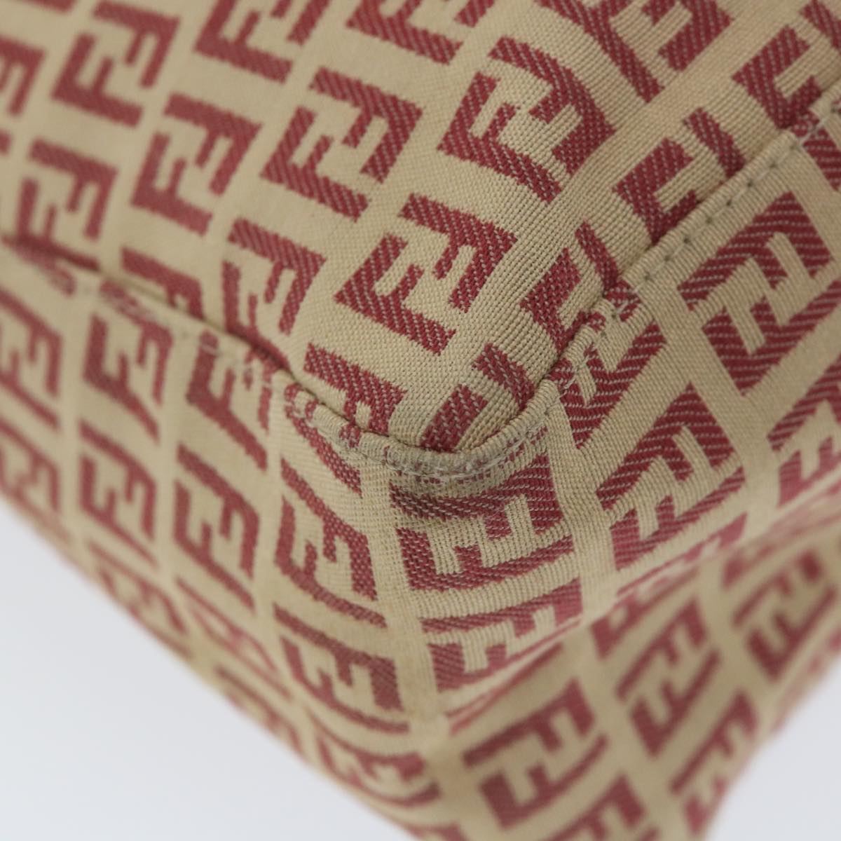 FENDI Zucchino Canvas Tote Bag Red Beige 58644