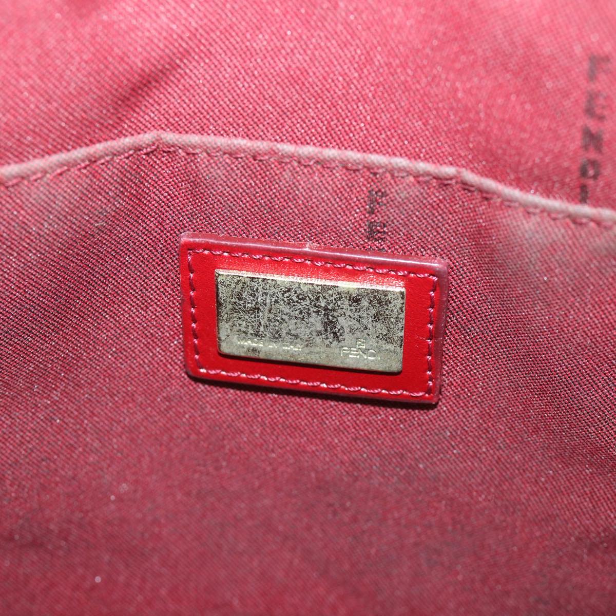 FENDI Zucchino Canvas Tote Bag Red Beige 58644