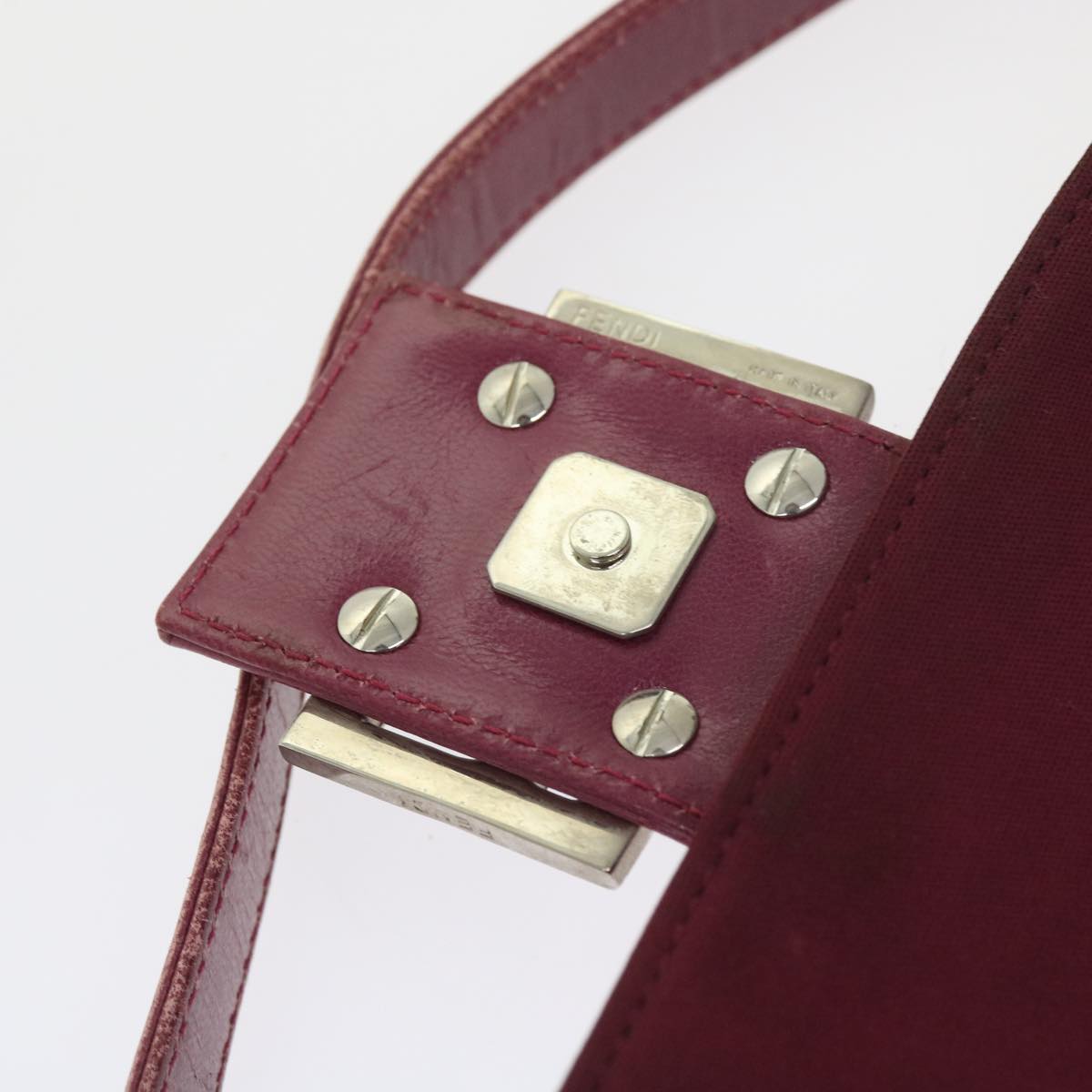 FENDI Mamma Baguette Shoulder Bag Nylon Bordeaux 58685
