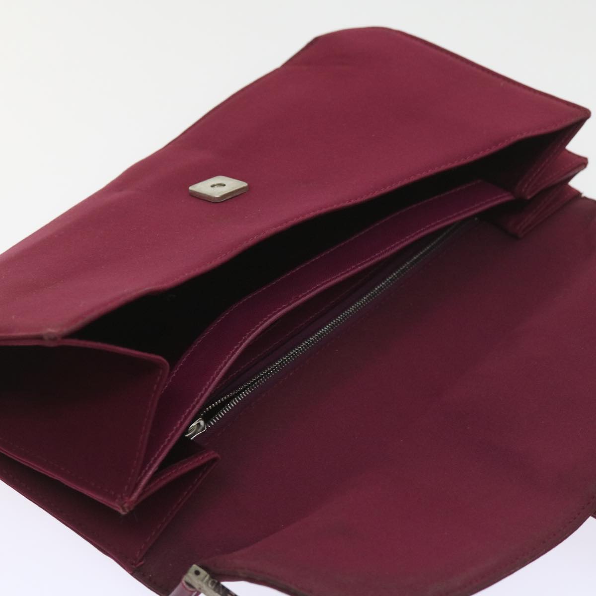 FENDI Mamma Baguette Shoulder Bag Nylon Bordeaux 58685