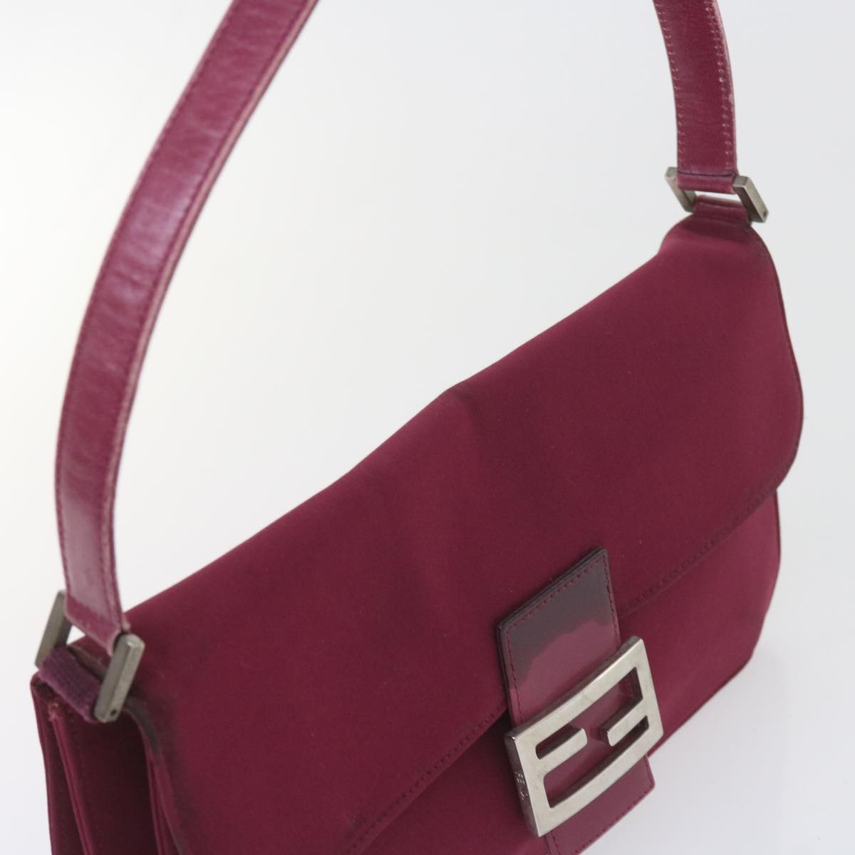 FENDI Mamma Baguette Shoulder Bag Nylon Bordeaux 58685