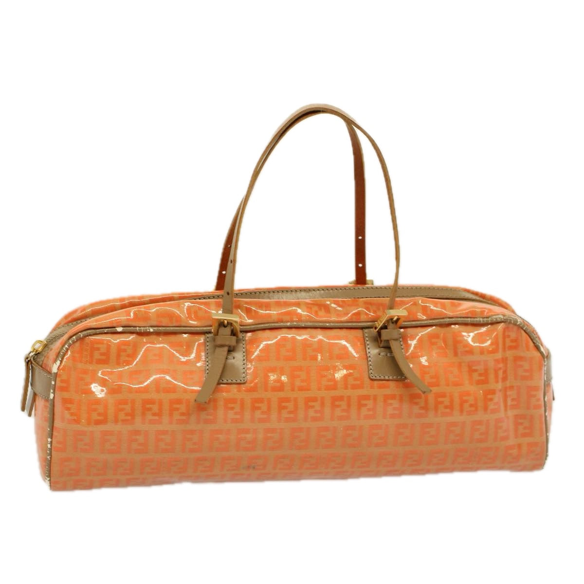 FENDI Zucchino Canvas Hand Bag Coated Canvas Orange 58780