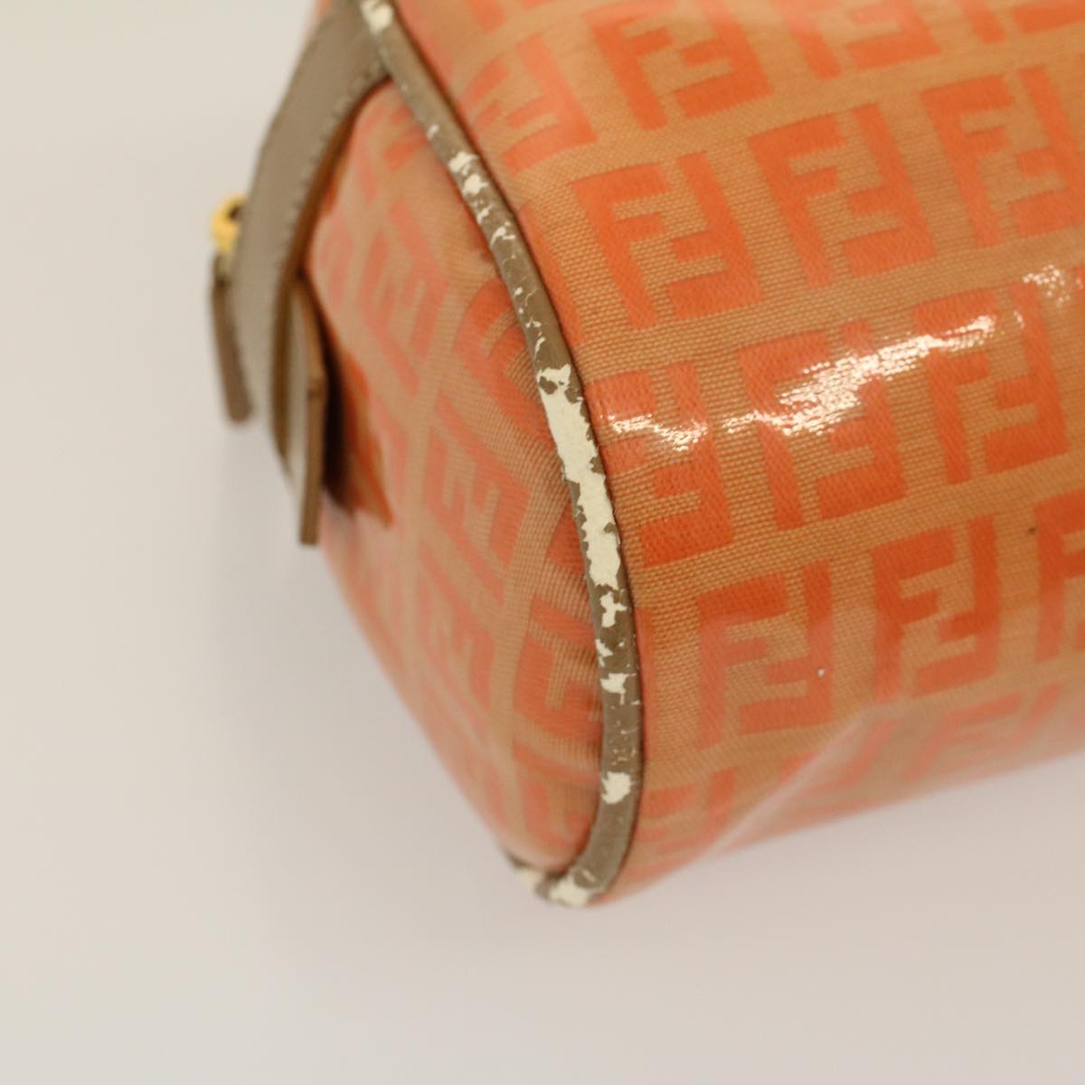 FENDI Zucchino Canvas Hand Bag Coated Canvas Orange 58780