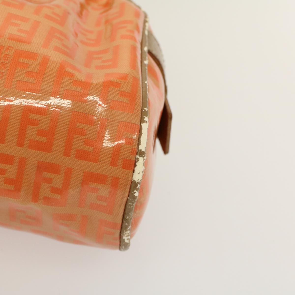 FENDI Zucchino Canvas Hand Bag Coated Canvas Orange 58780