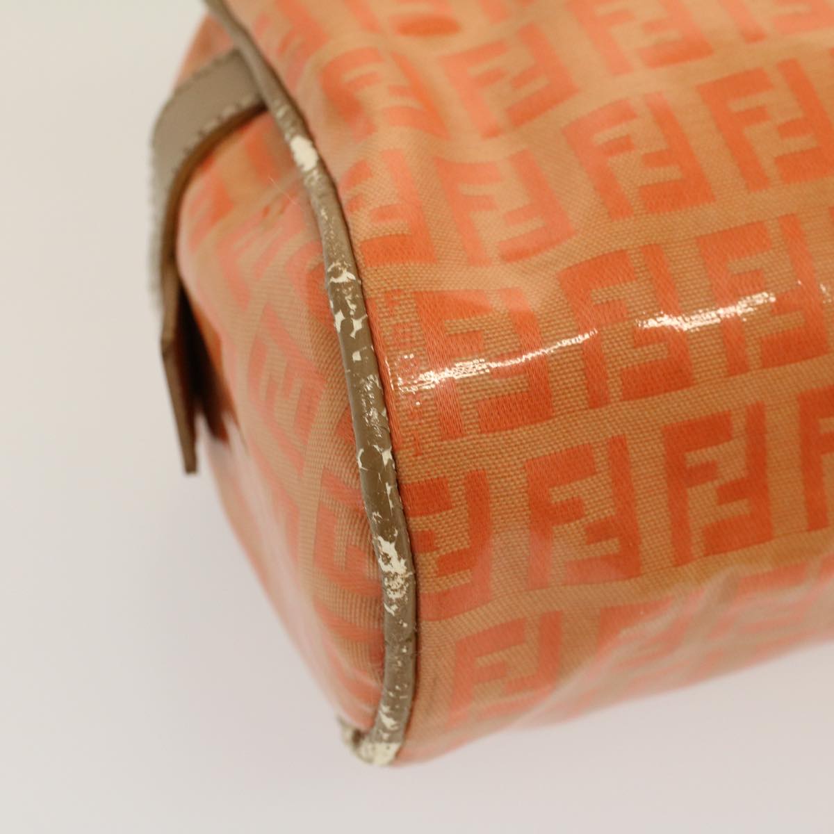 FENDI Zucchino Canvas Hand Bag Coated Canvas Orange 58780